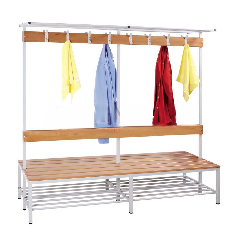 Cabinet cloakroom bench with coat rack double-sided