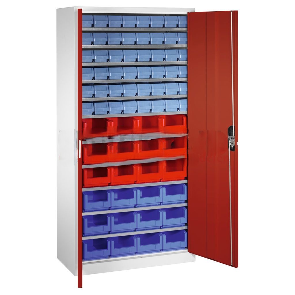 Cabinet boxes cabinet with 2 hinged doors and 72 storage bins