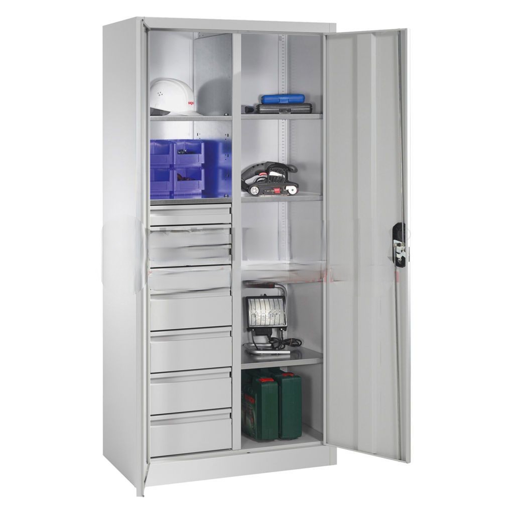 Cabinet material cabinet with 2 hinged doors, 6 shelves and 8 drawers – Bild 2