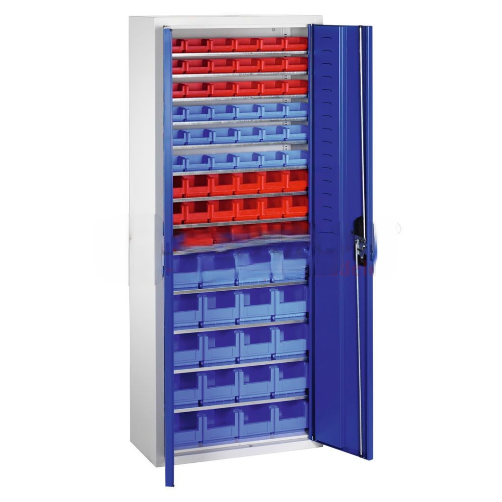 Cabinet boxes cabinet with 2 hinged doors and 74 storage bins