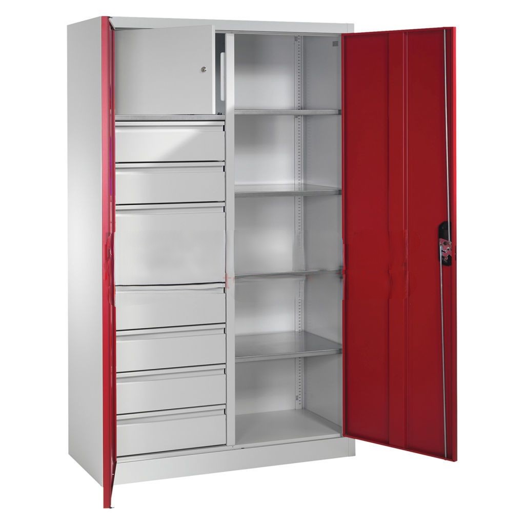 Cabinet material cabinet with 2 hinged doors, 4 shelves, 8 drawers and 1 safe – Bild 2