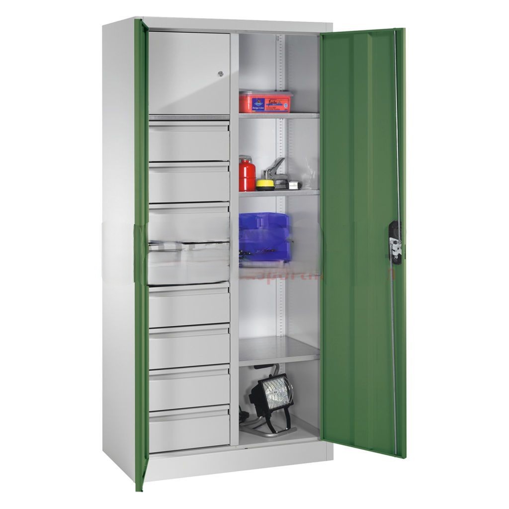 Cabinet material cabinet with 2 hinged doors, 4 shelves, 8 drawers and 1 safe – Bild 2