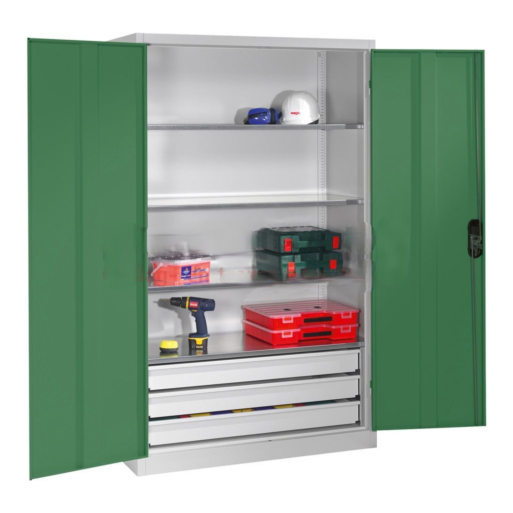 Cabinet material cabinet with 2 hinged doors, 4 shelves and 3 drawers – Bild 2