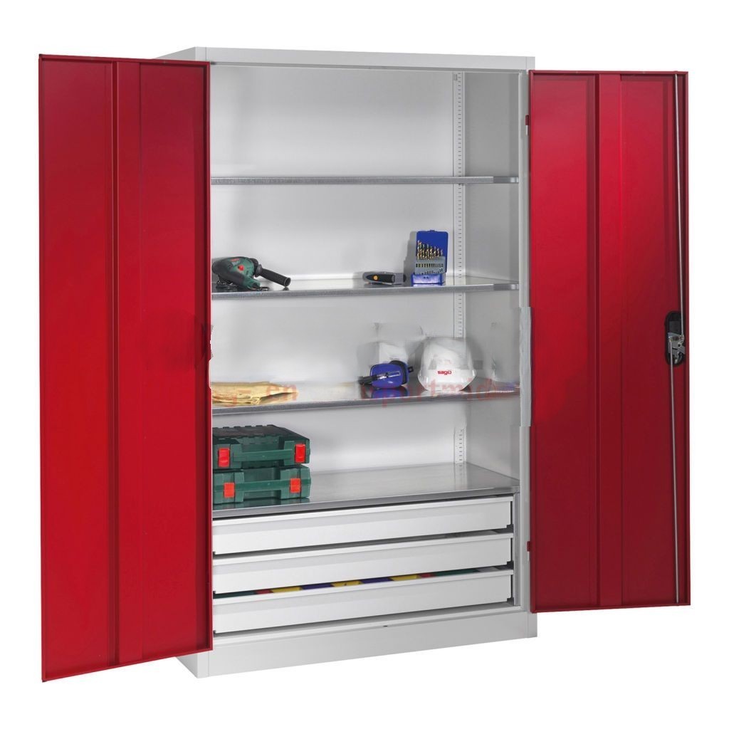 Cabinet material cabinet with 2 hinged doors, 4 shelves and 3 drawers – Bild 2