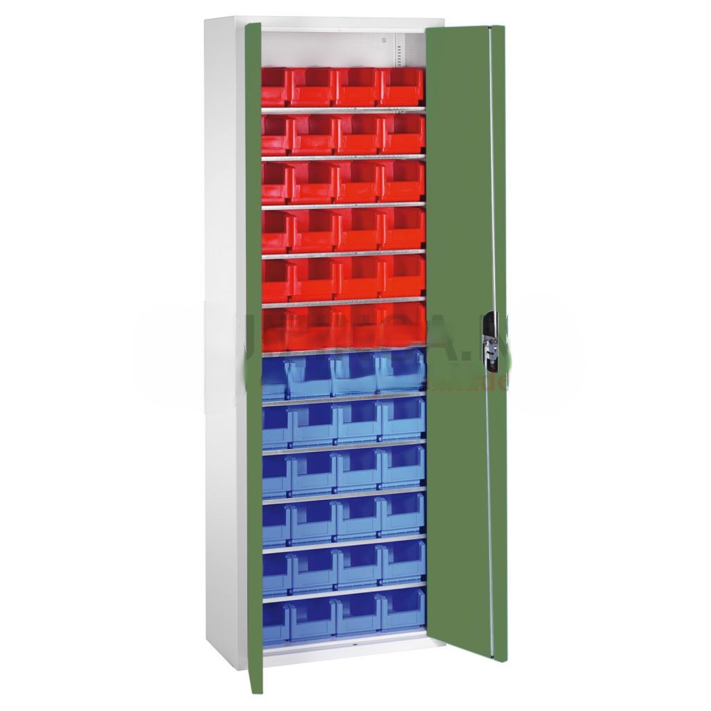 Cabinet boxes cabinet with 2 hinged doors and 48 storage bins