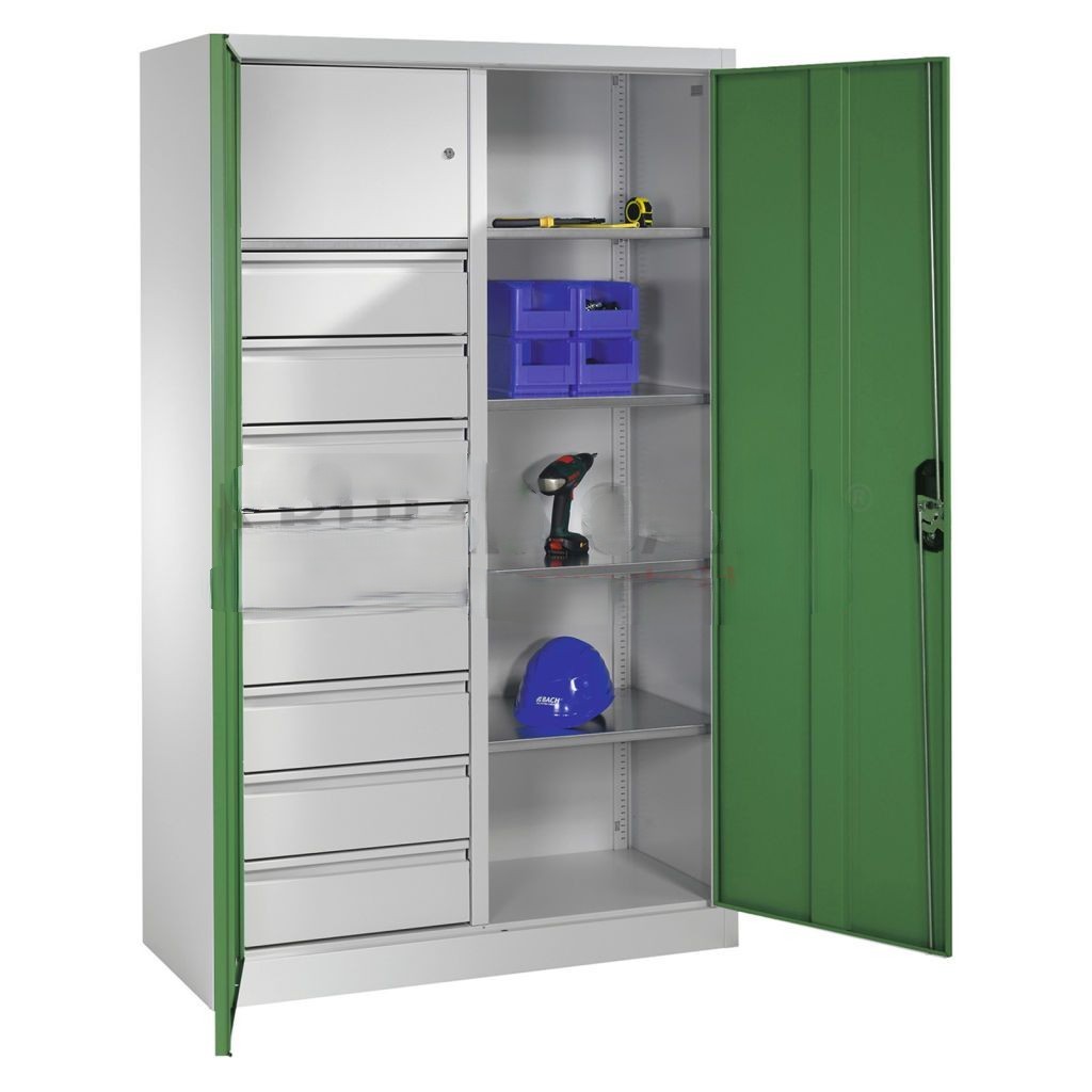 Cabinet material cabinet with 2 hinged doors, 4 shelves, 8 drawers and 1 safe – Bild 2